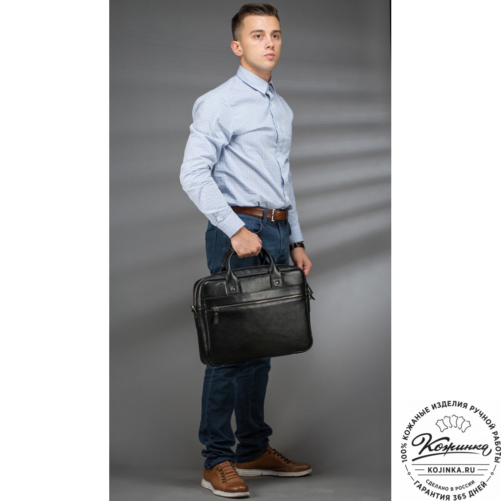 Кожаная деловая сумка "Андерсон" (чёрная) 